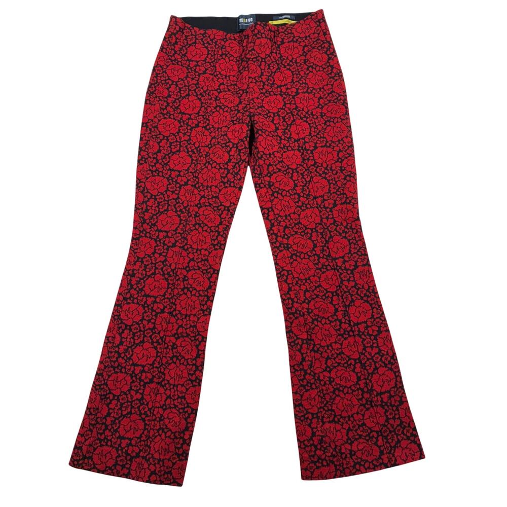 Anthropologie Maeve Margot Pants Womens XS Red Floral Kick Flare Cropped Ponte
